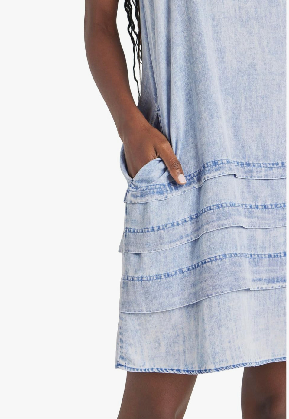 NWT Splendid Celine Mini Dress Bleached Indigo Blue Denim Lyocell XS $168