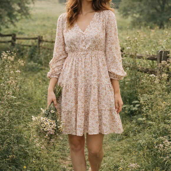 Perch by Blu Pepper Floral Cottagecore Prairie Mini Dress 2XL