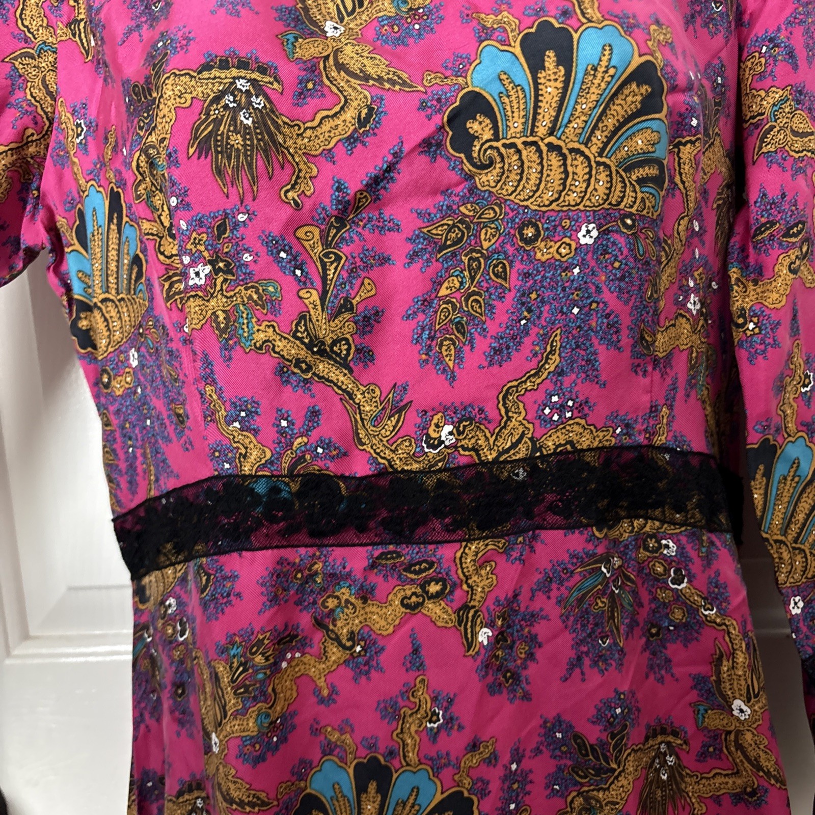 Sandro Paris Silk Midi Dress Sz 38 US 6 Medium Vibrant Pink
