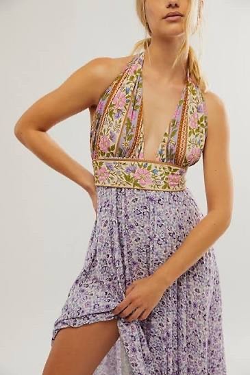 SPELL ❤ Dress Plus Size 3XL 18 / US 14 Maxi Boho Sienna Halter Lilac Gown