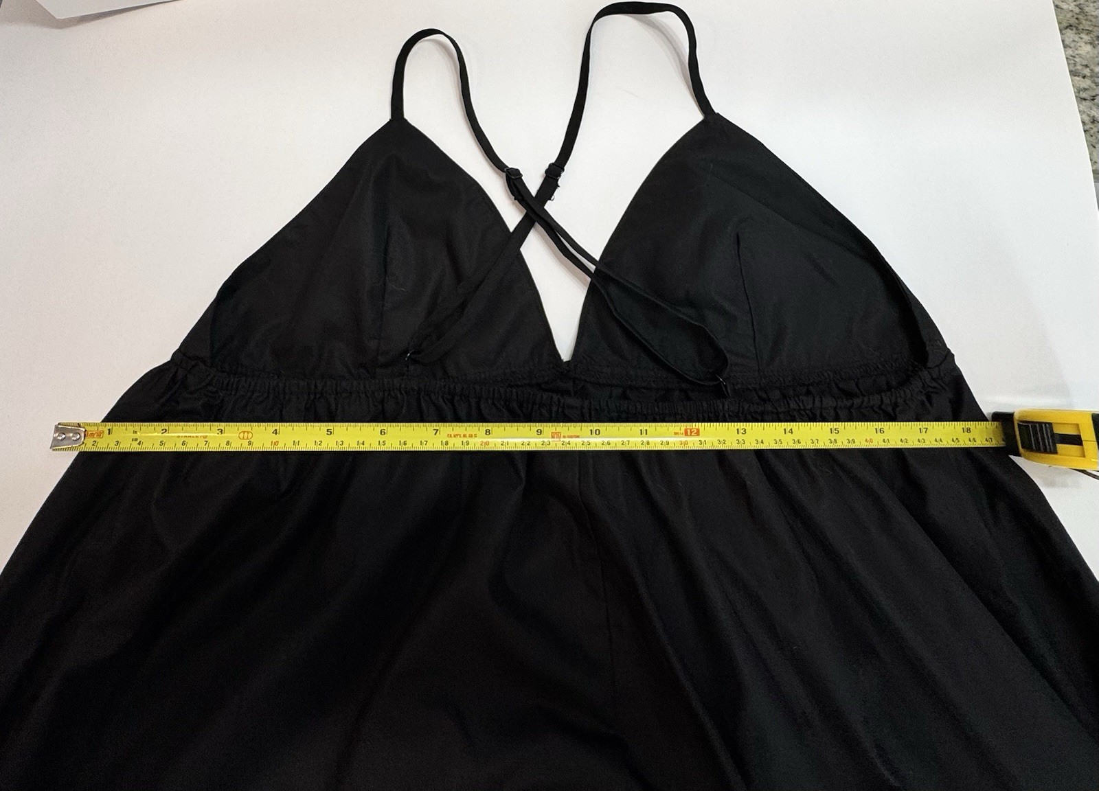 FOREVER 21 Women’s Black Solid V-Neck Adjustable Spaghetti Strap Midi Sundress L