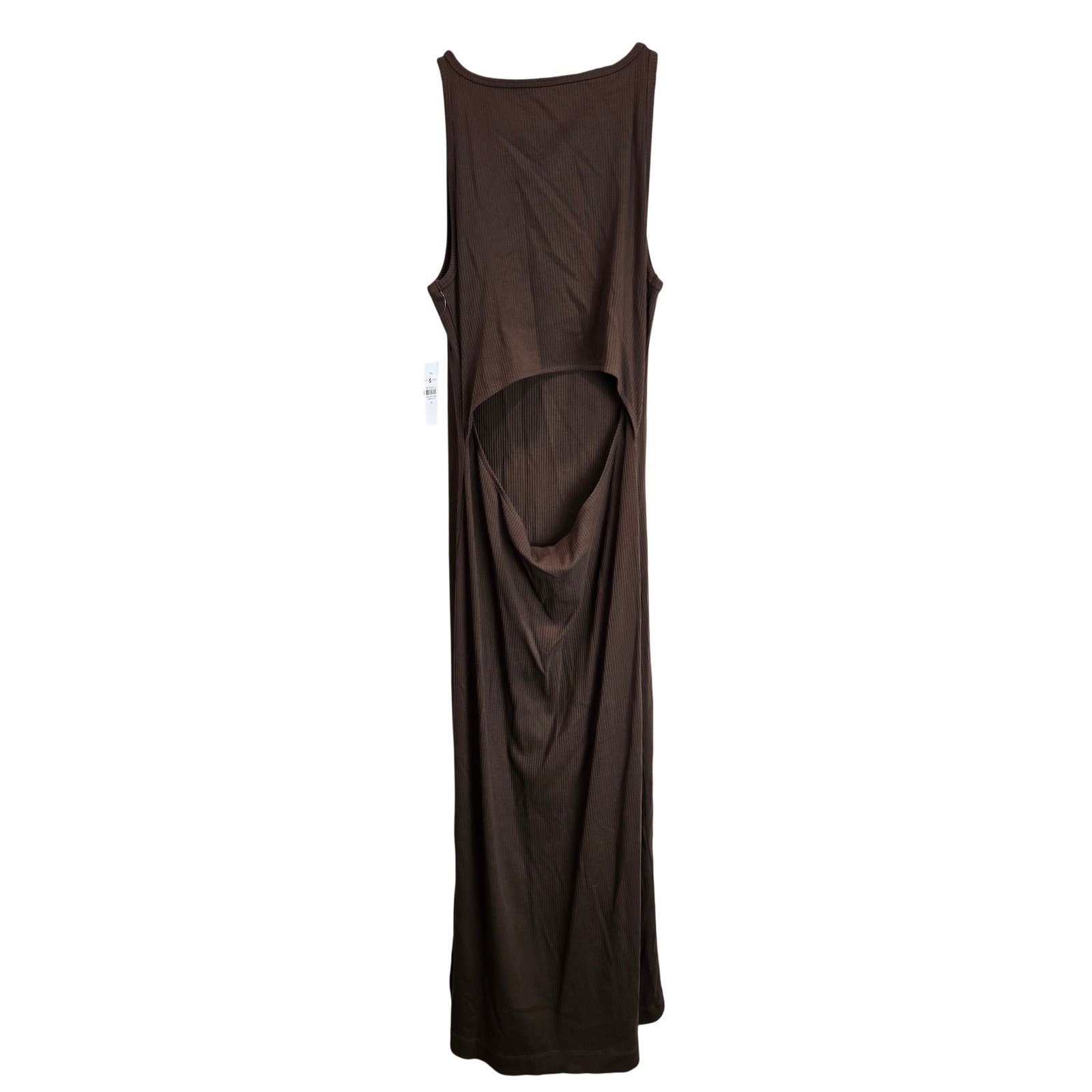 Lou & Grey Brown Ribbed Cutout Back Maxi Dress Espresso Medium Resort Casual New