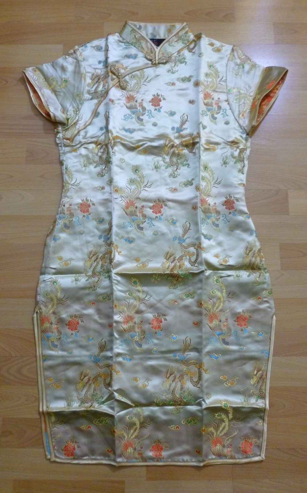 Women’s Cheongsam Long Dress Short Sleeve Chinese Retro Style Dress Size XXXL