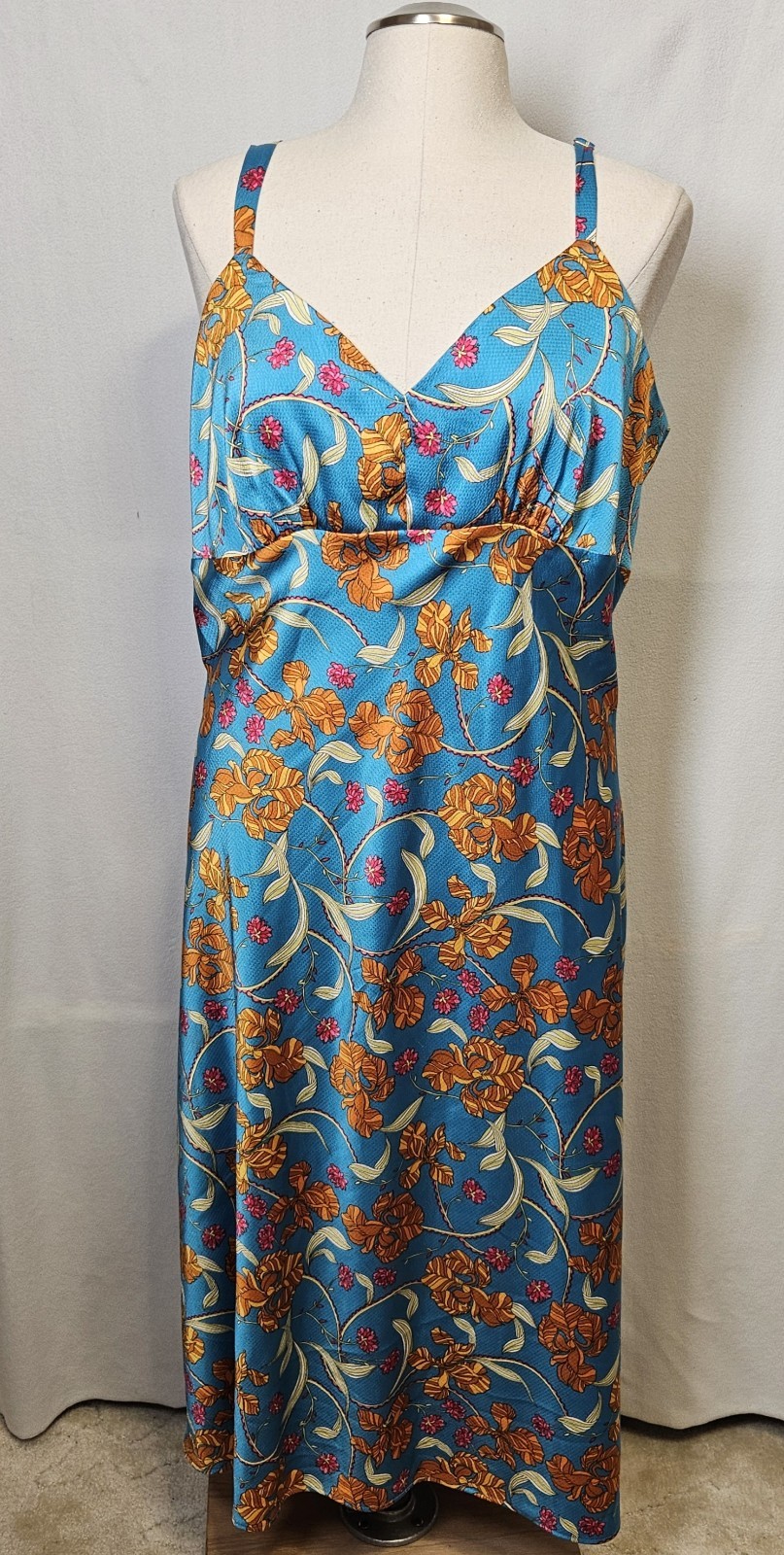 Sofia Jeans Plus Slip Midi Dress by Sofia Vergara Sz XXXL Blue Floral Tropical