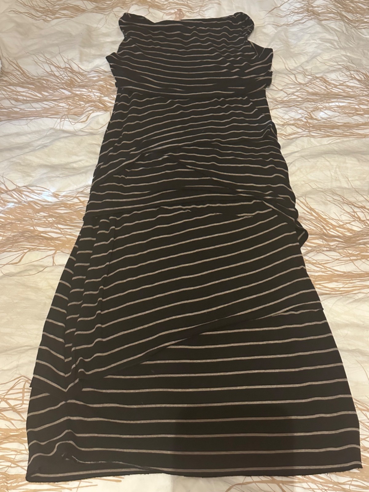 Comfy Bailey 44 Black & Tan Striped Bodycon Cocktail Dress – Rayon – USA – S/4-6