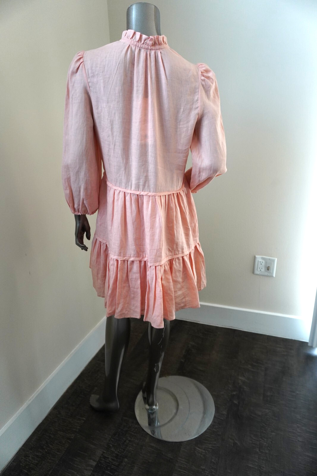 Veronica Beard Hawkin Linen Dress Pebble Light Coral Size 4 New Tag $448