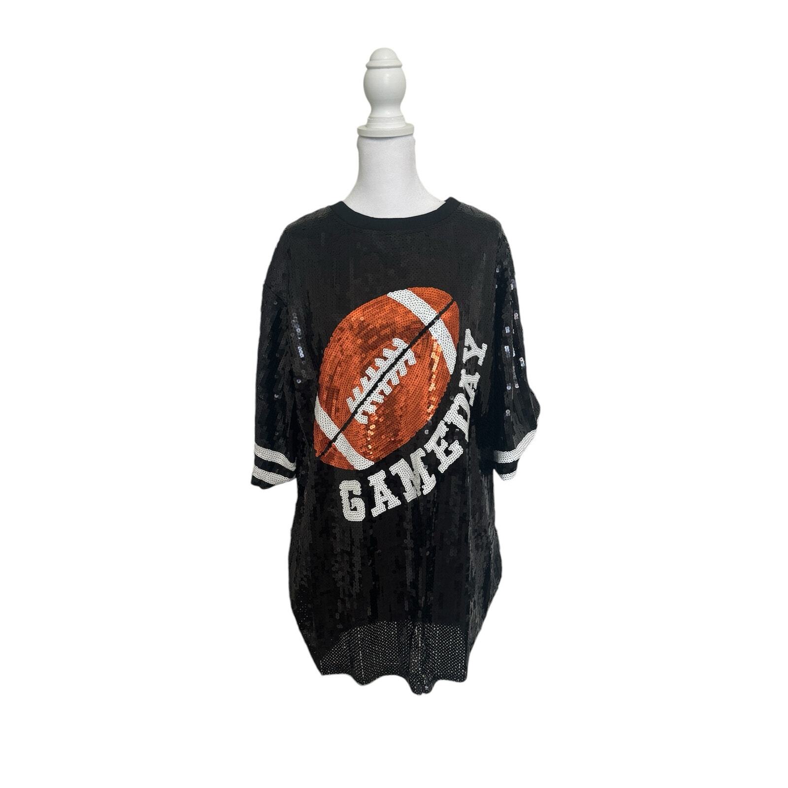 College Game Day Black Sequin Jersey Dress Womens One Size