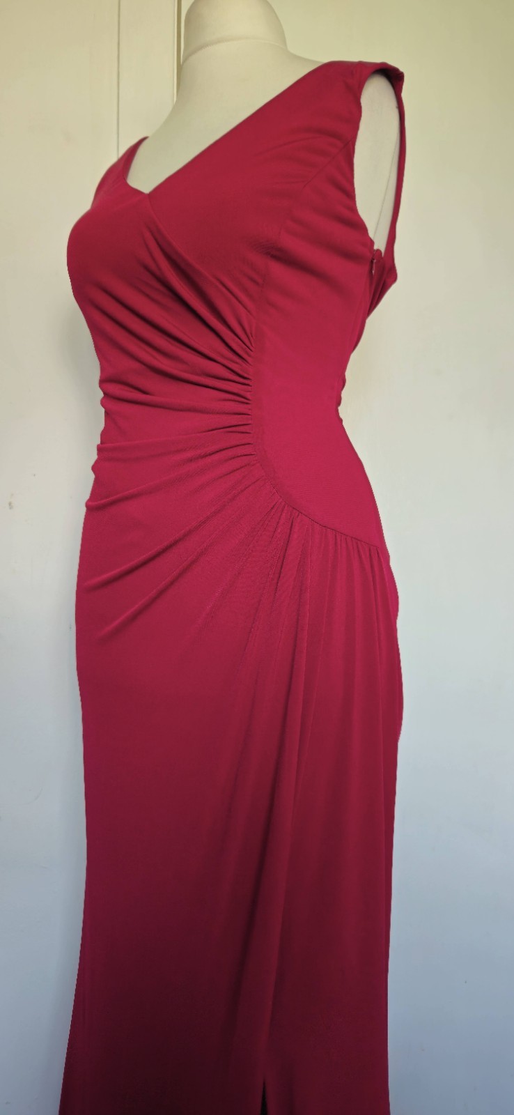 COAST Dress Sz 14 Red maxi prom long party wedding Guest Evening Ruched Cruise