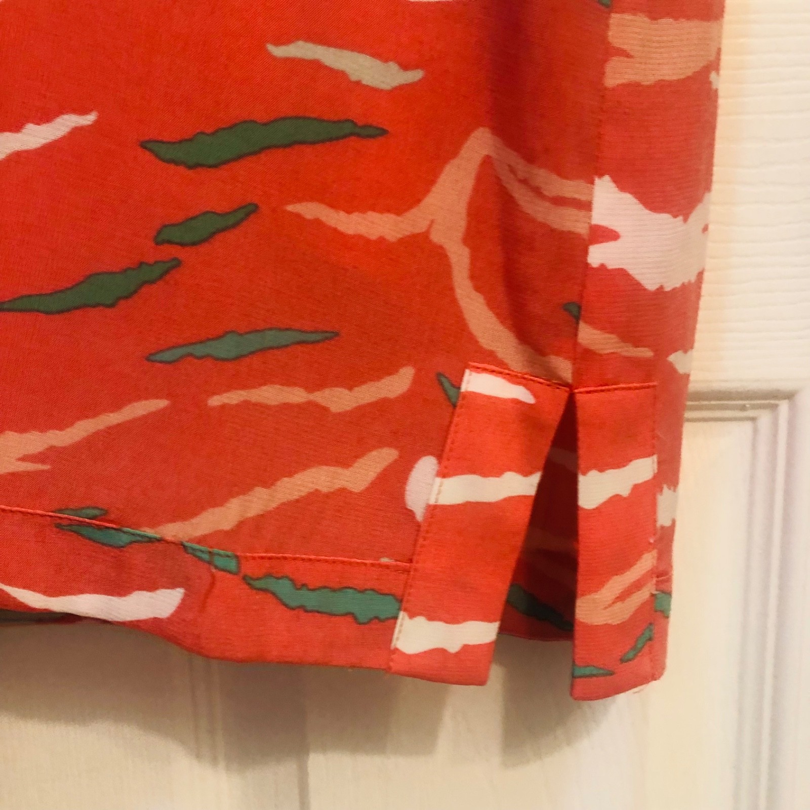 Emily McCarthy Tiger Print Poppy Dress Coral Pink Puff Sleeve Resort Mini Dress