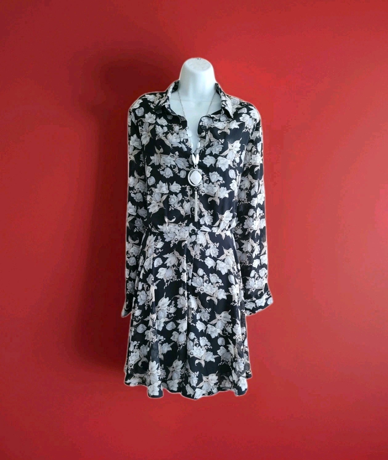 Very Chiffon Floral Pattern Print Wedding Holiday Races Party Dress UK Size 20