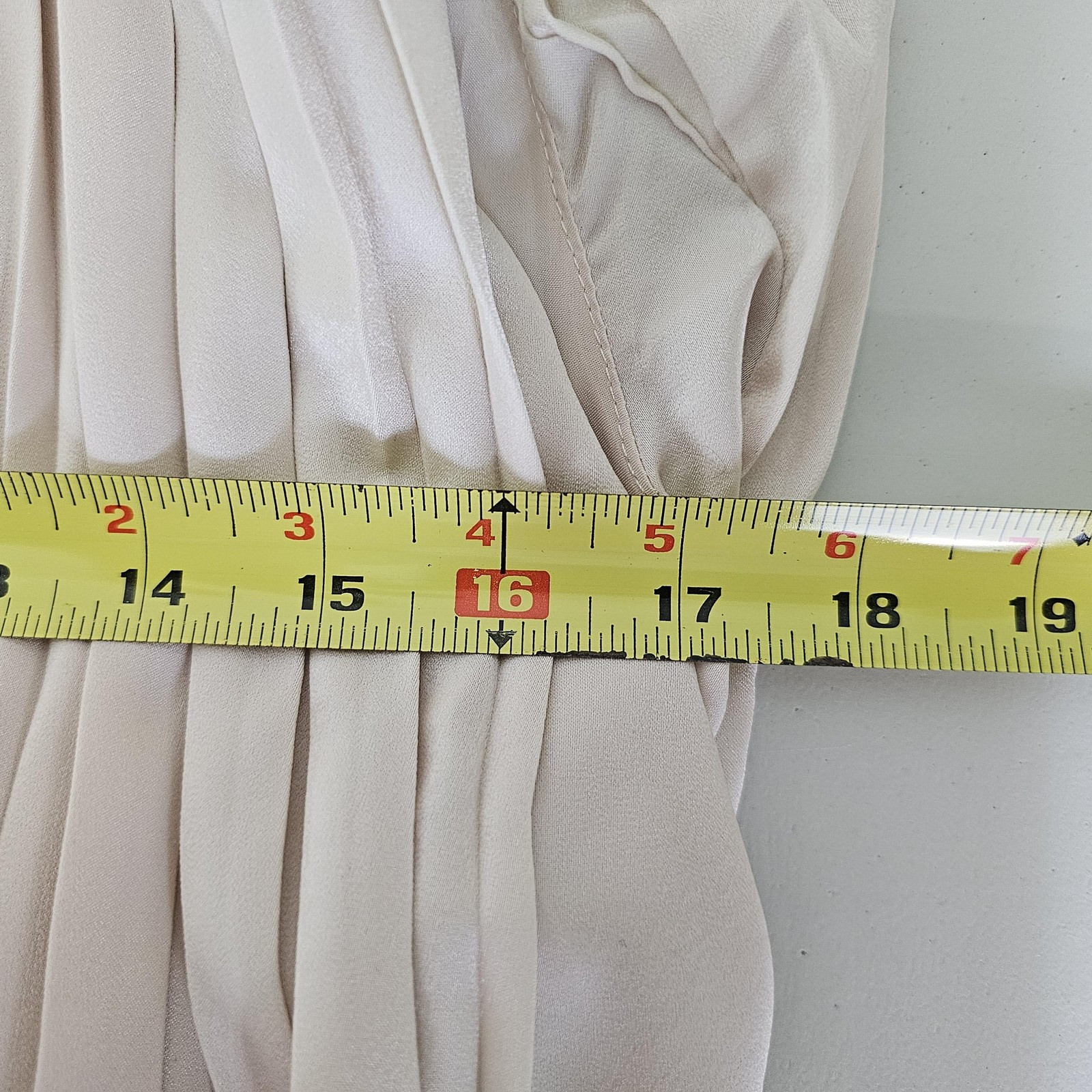 Hausen Dress Womens Medium Beige Pleated Sleeveless Blouson Mini Party Dressy