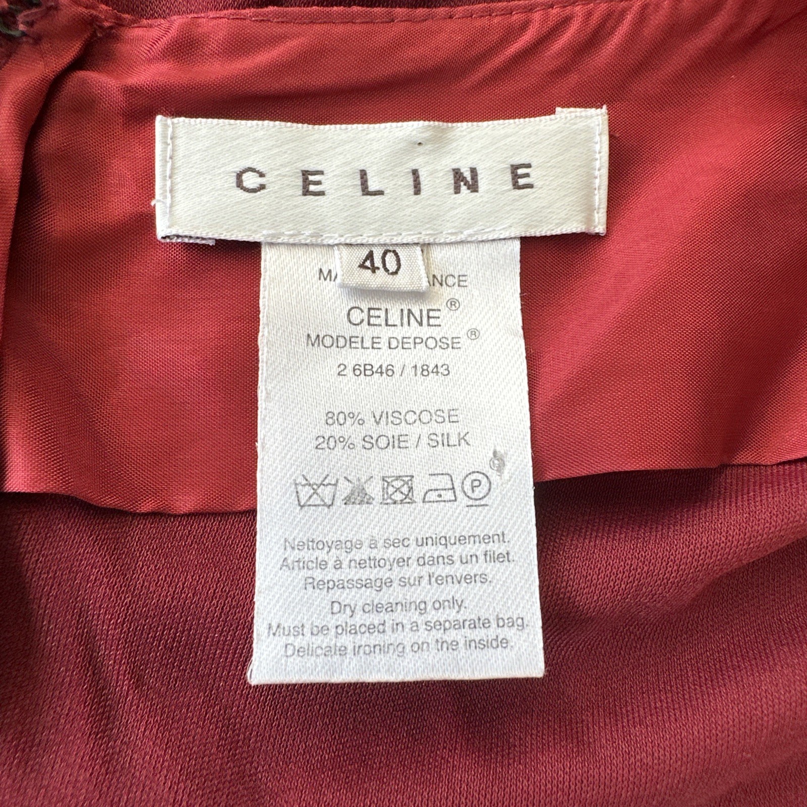 CELINE DEEP CRAMBERRY RED CASUAL STRETCH CAP SLEEVE DRESS Sz 40 MADE IN ITALY