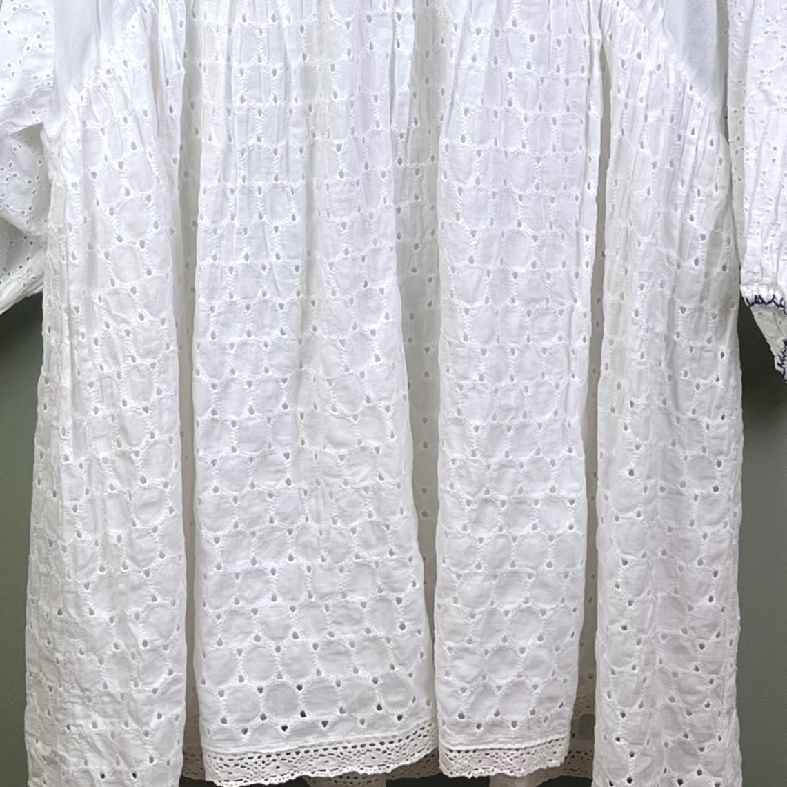 Zara Melissa Dress White Eyelet Embroidery Babydoll V Neck Mini XXL NWT