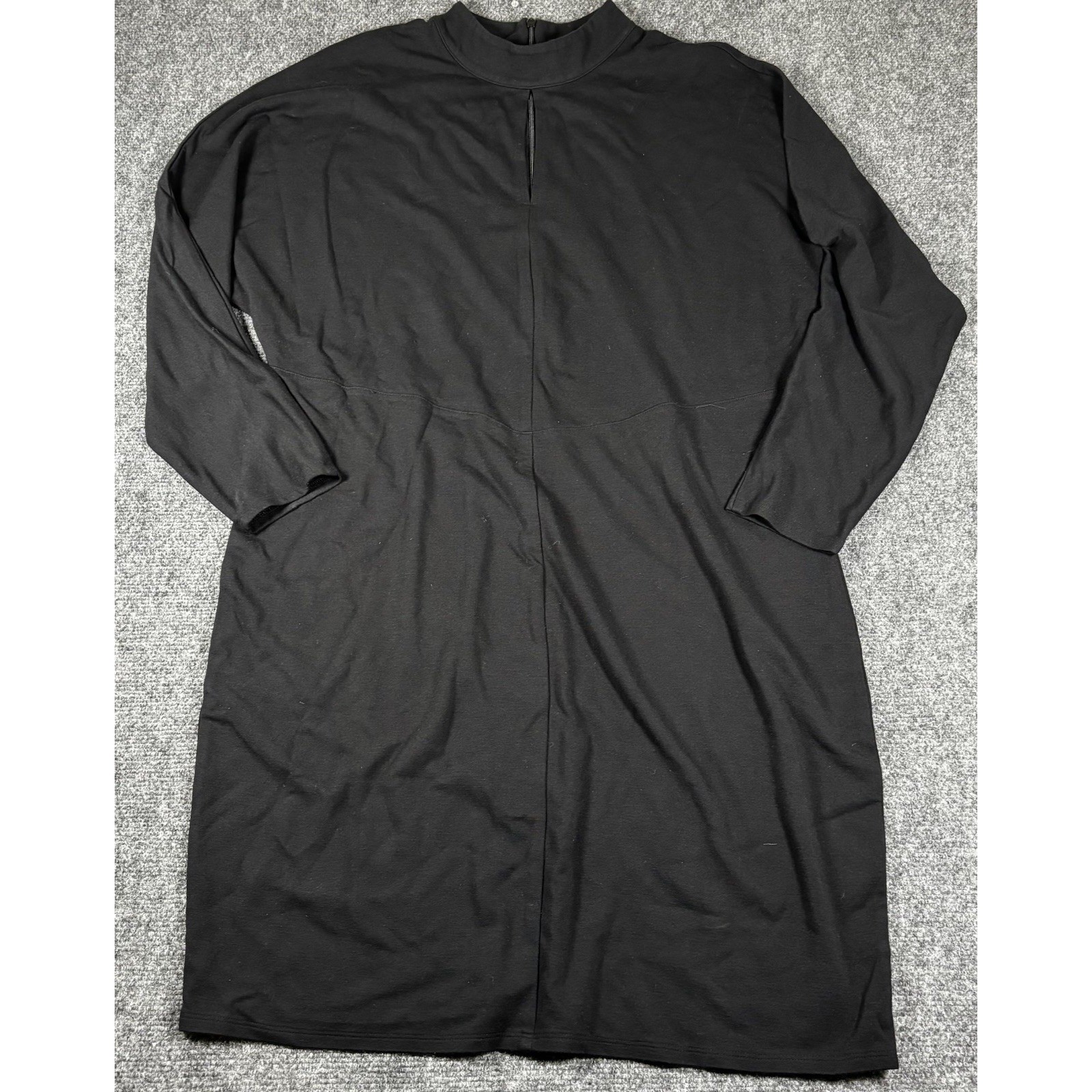 6TH & LN Shift Dress Womens 20 Black Keyhole Mock Neck Long Sleeve New