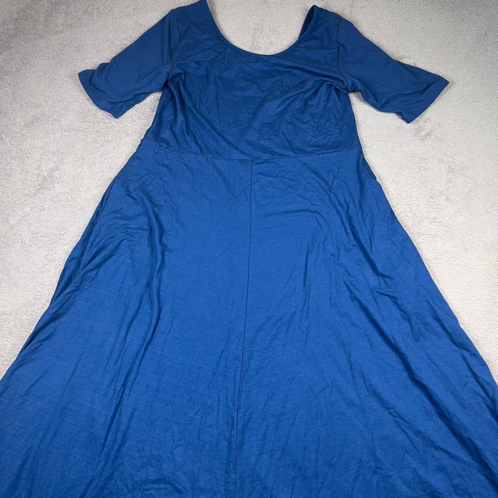 American Giant Womens Blue Scoop Neck Tencel Lyocell Midi Dress Large Lot Of 2