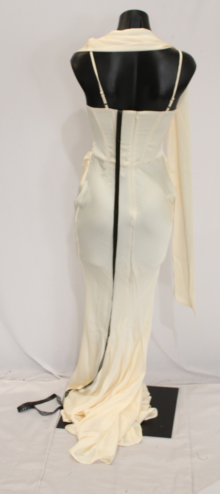 Leau Women’s Celine Corset Drape Unlined Satin Gown CD4 Ivory Size XS NWT