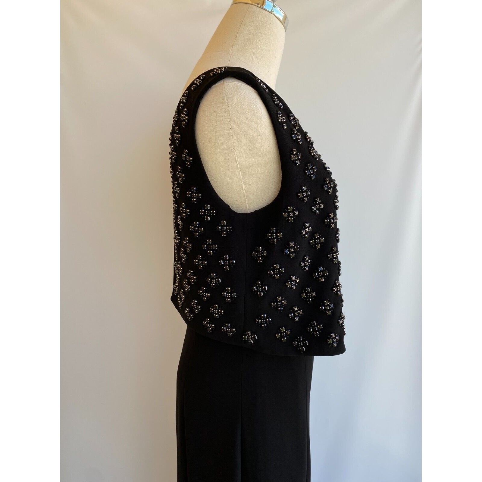LAUNDRY by SHELLI SEGAL PLATINUM Studded Stretch Poly Long Formal Dress 6 NWT