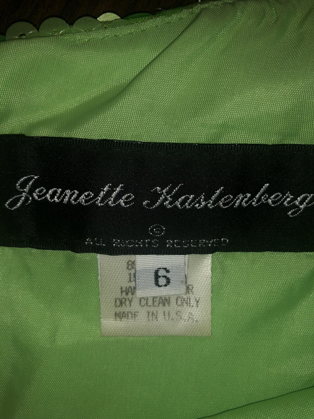 Vintage Jeanette Kastenberg Silk Sequin Mod Dress Green. Size 4-6