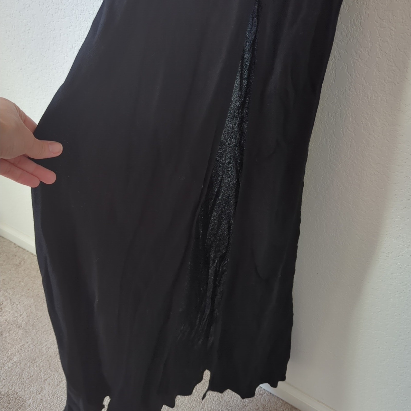 Stone Cold Fox Dress Womens 1 US 2/4 Black Maxi Long Sleeve V-Neck Slit $395