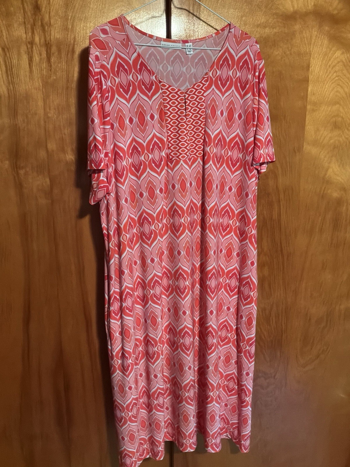Susan Graver Liquid Knit Split Neck MIDI Dress Size 2X Excellent