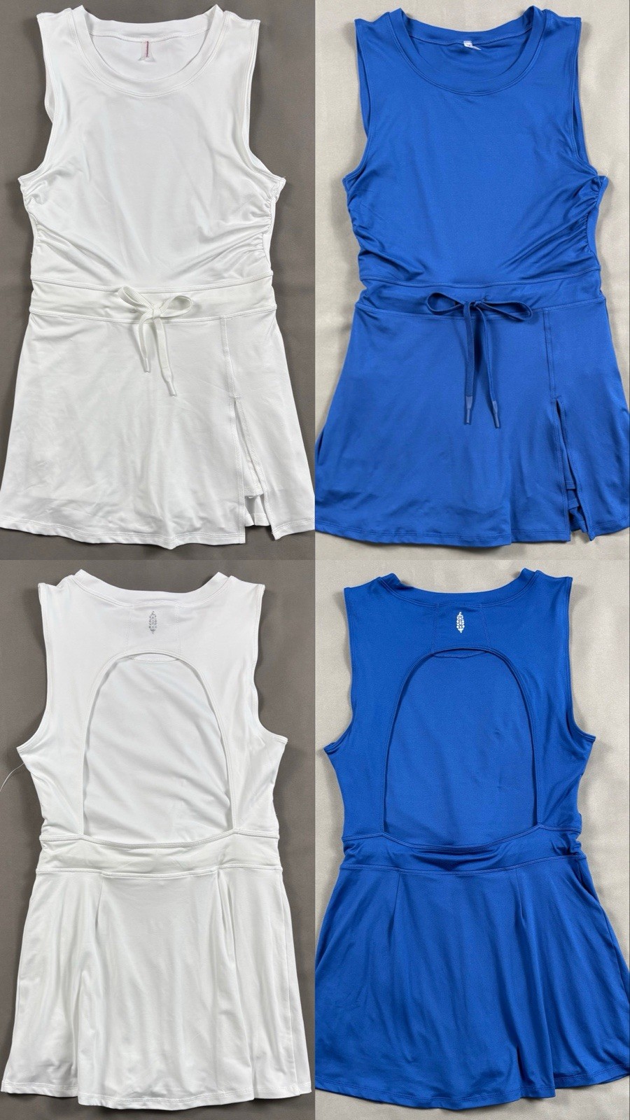 NWOT FREE PEOPLE MOVEMENT Easy Does It Active Tennis Mini Dress White M – Blue L