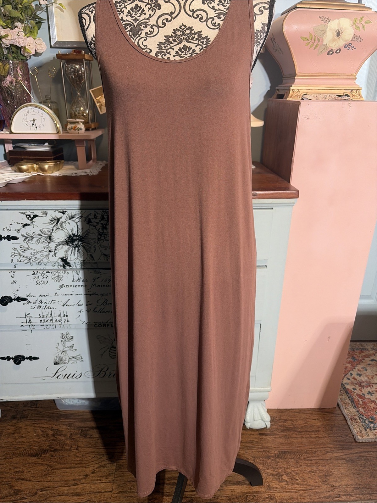 Philosophy Sleeveless Brown Maxi Dress Med minimalist, beach, vacation, Fall