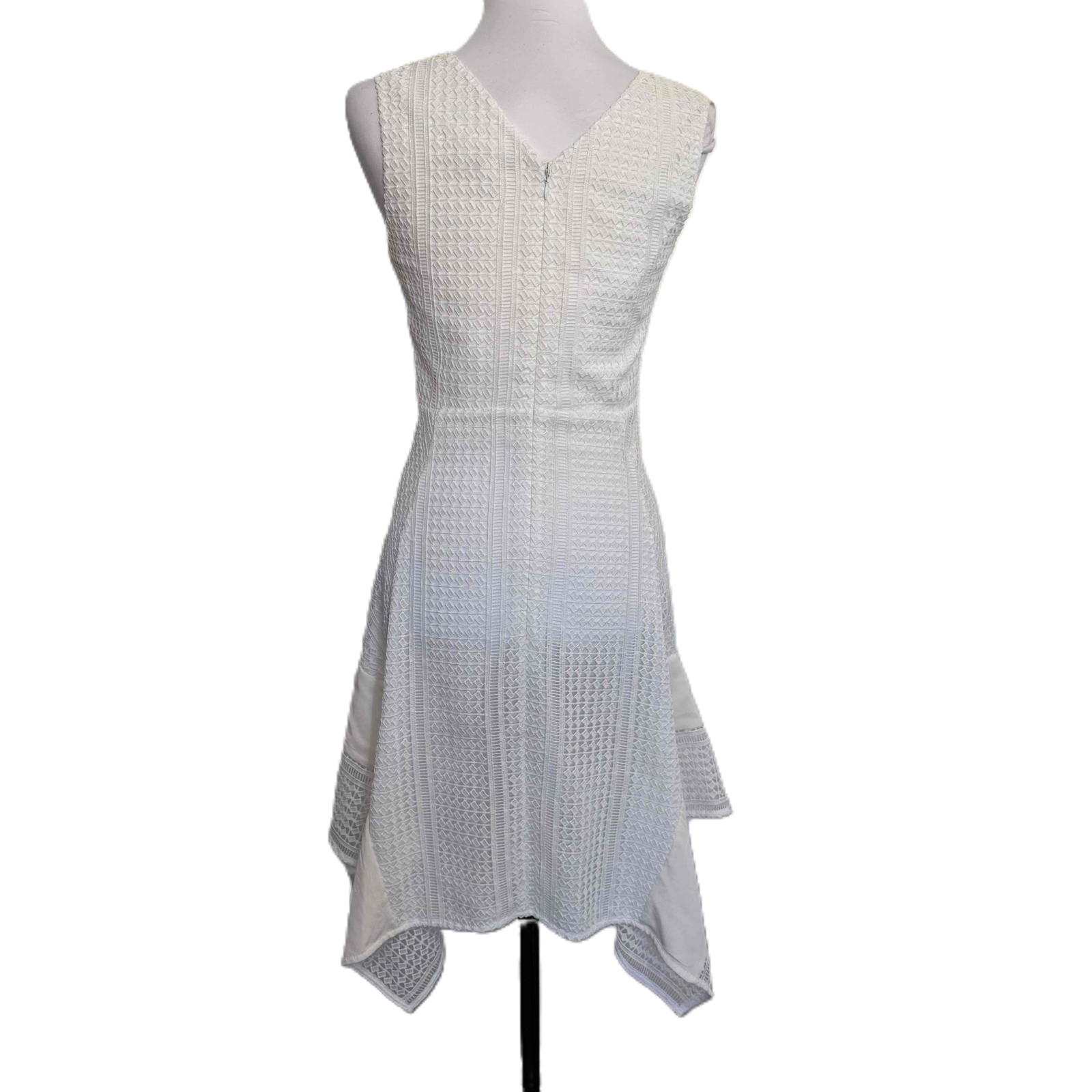 Derek Lam 10 Crosby White Vneck Handkerchief Hem Textured Dress Size 2