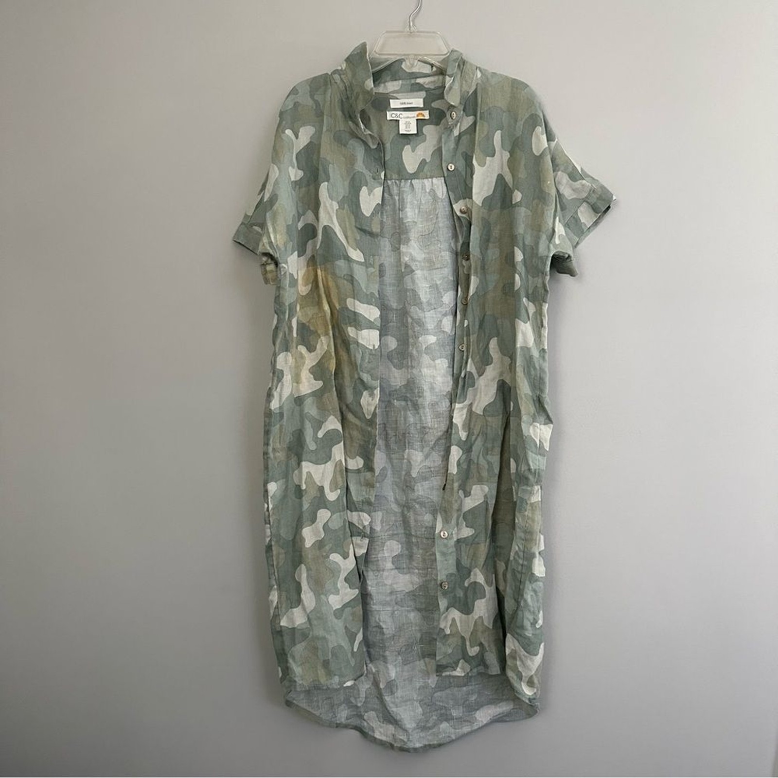 C&C California Camo Kimono Button Down Dress linen breathable lightweight