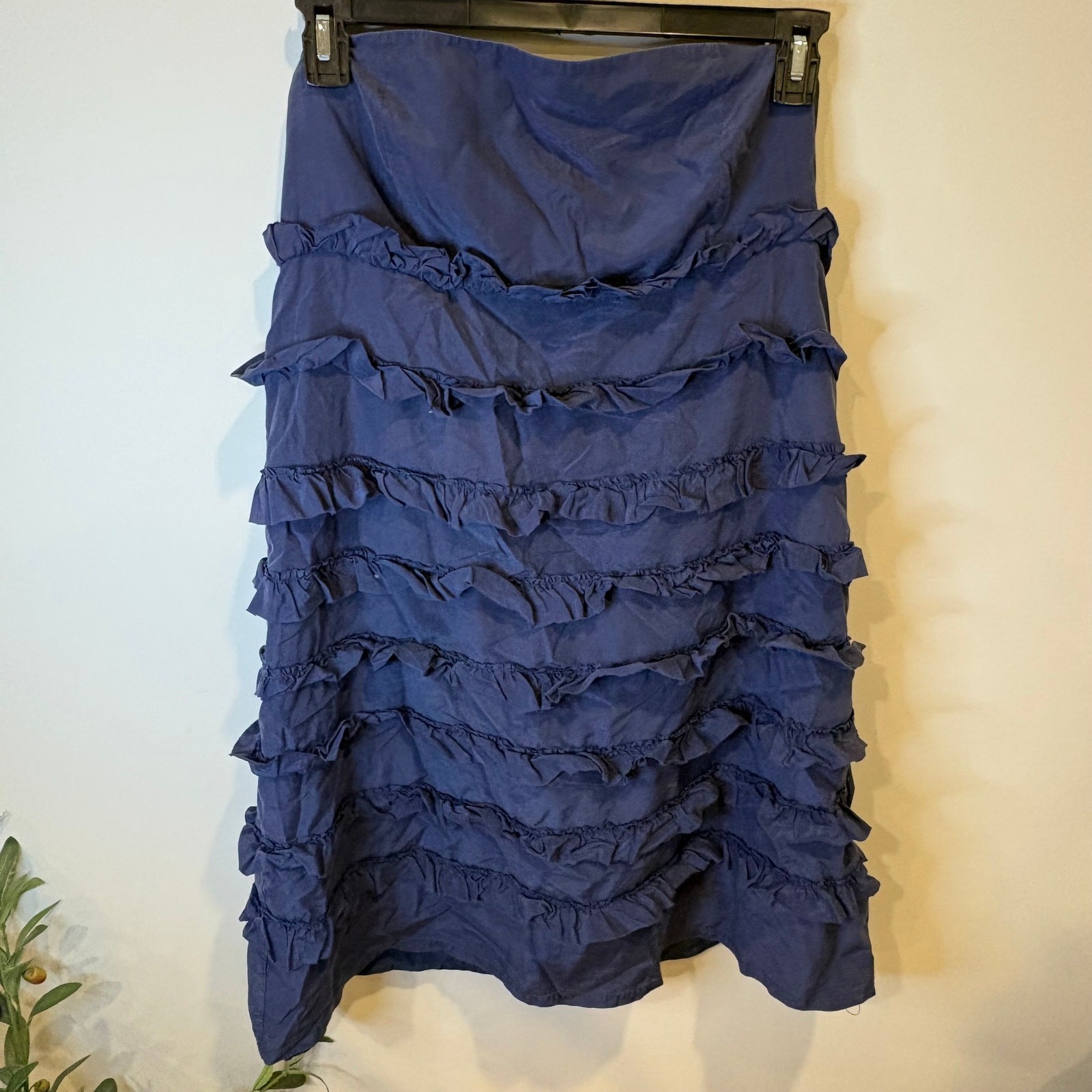 Gap Y2K Deep Blue Strapless Ruffle Mini Dress Size 14