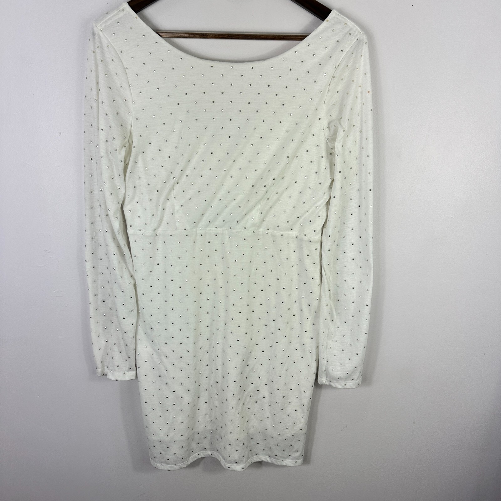 Free People Studded Rhinestone Mini Dress Womens Large Indie Sleze Showgirl Glam