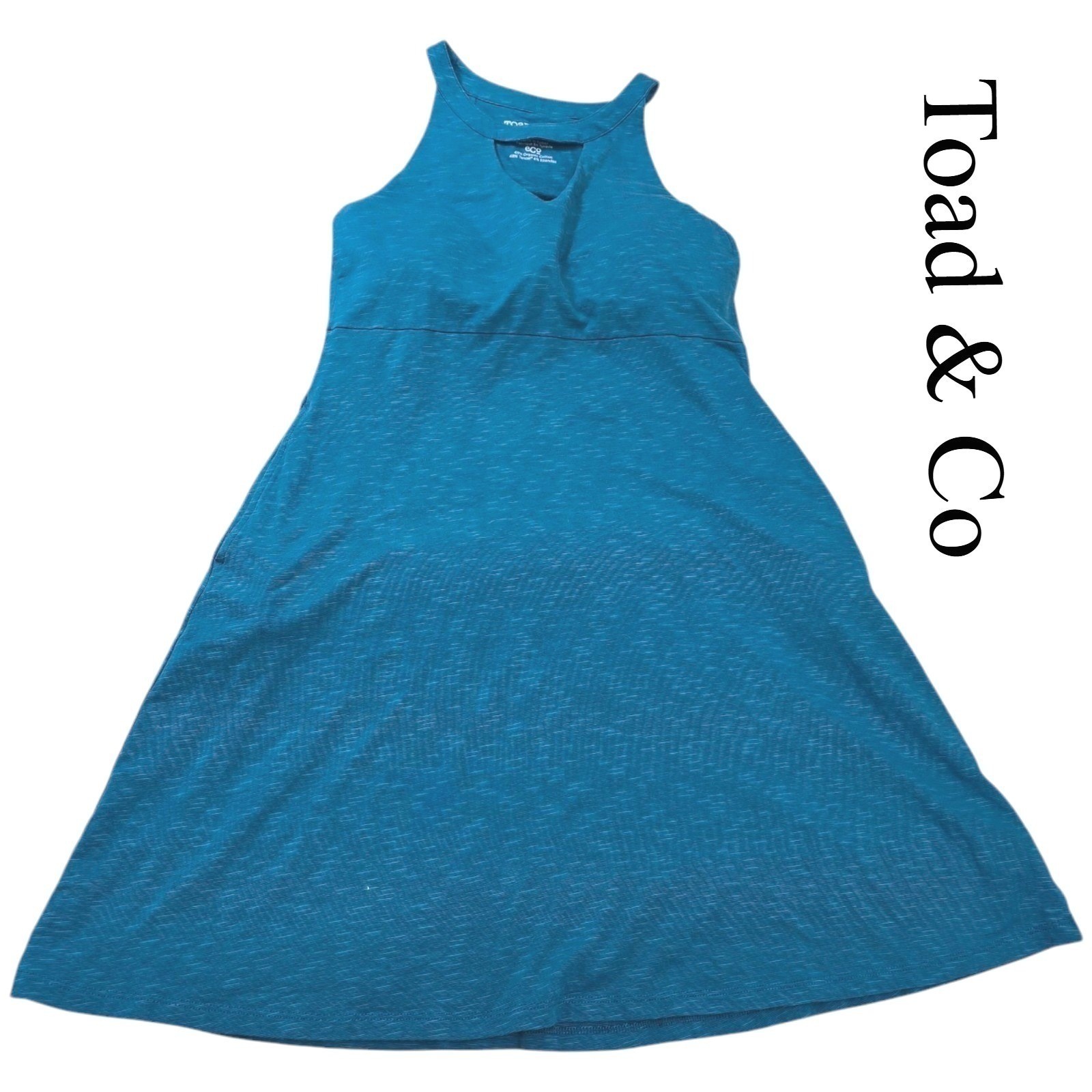 Toad & Co Avalon Dress Womens Medium Teal Blue Organic Cotton Tencel T1772804
