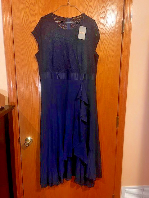 Miusol Womens Size 2XL Navy Blue Lace Cocktail Dress Ruffle NWT