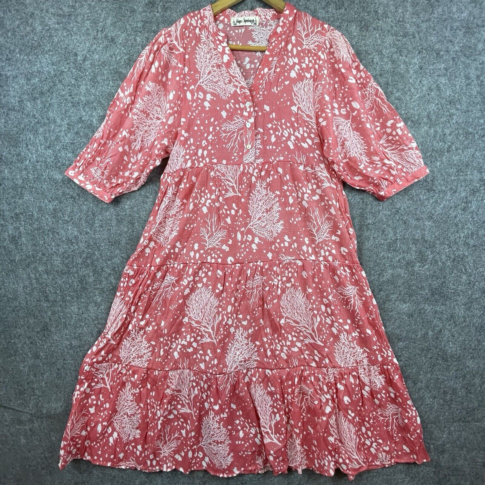 Hope Springs Dress Womens Small Red Tiered Ruffle Boho Coastal Cowgirl Country