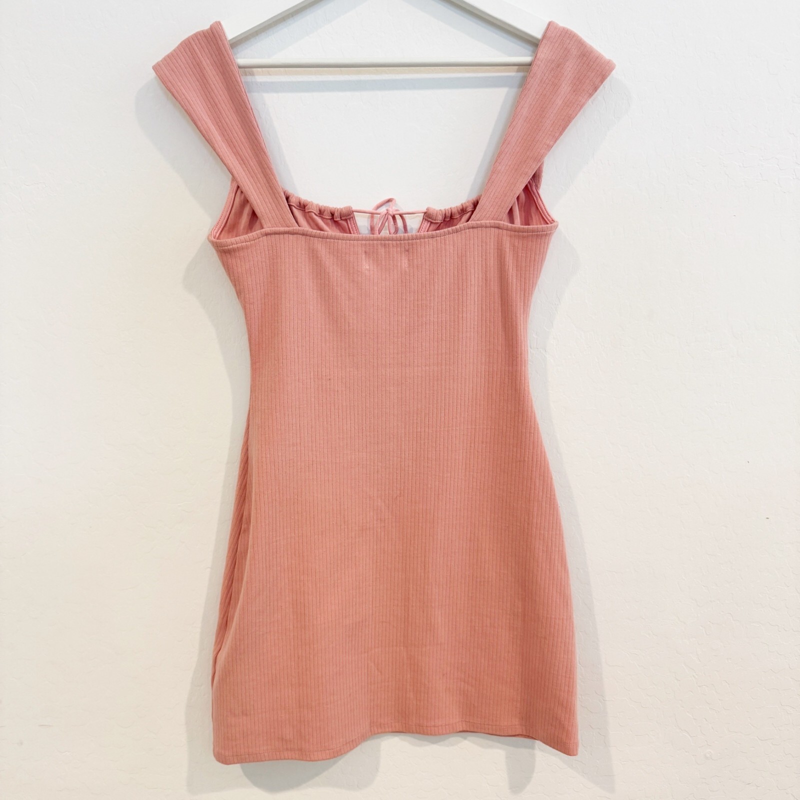 Privacy Please Square Neck Sleeveless Tie Front Cutout Mini Dress Pink Medium