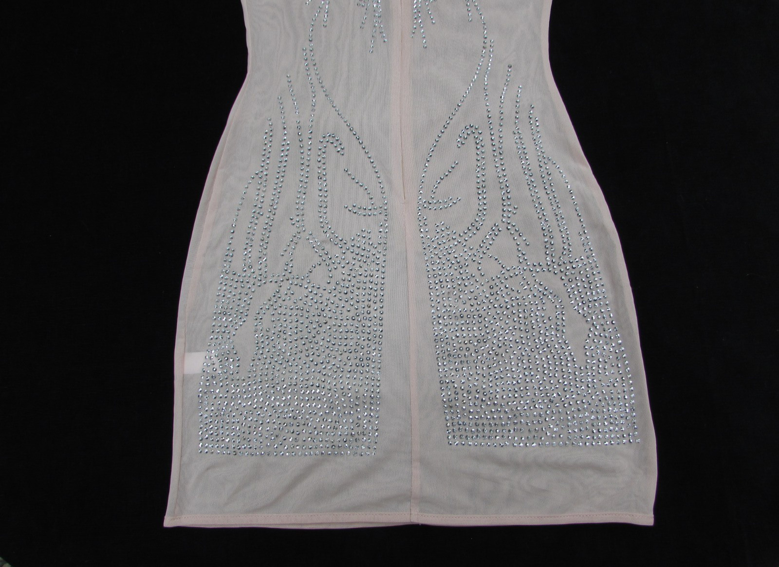 Sleeveless Sheath Sheer Mesh Embellished Rhines Mini Dress Pink Unbranded Size M