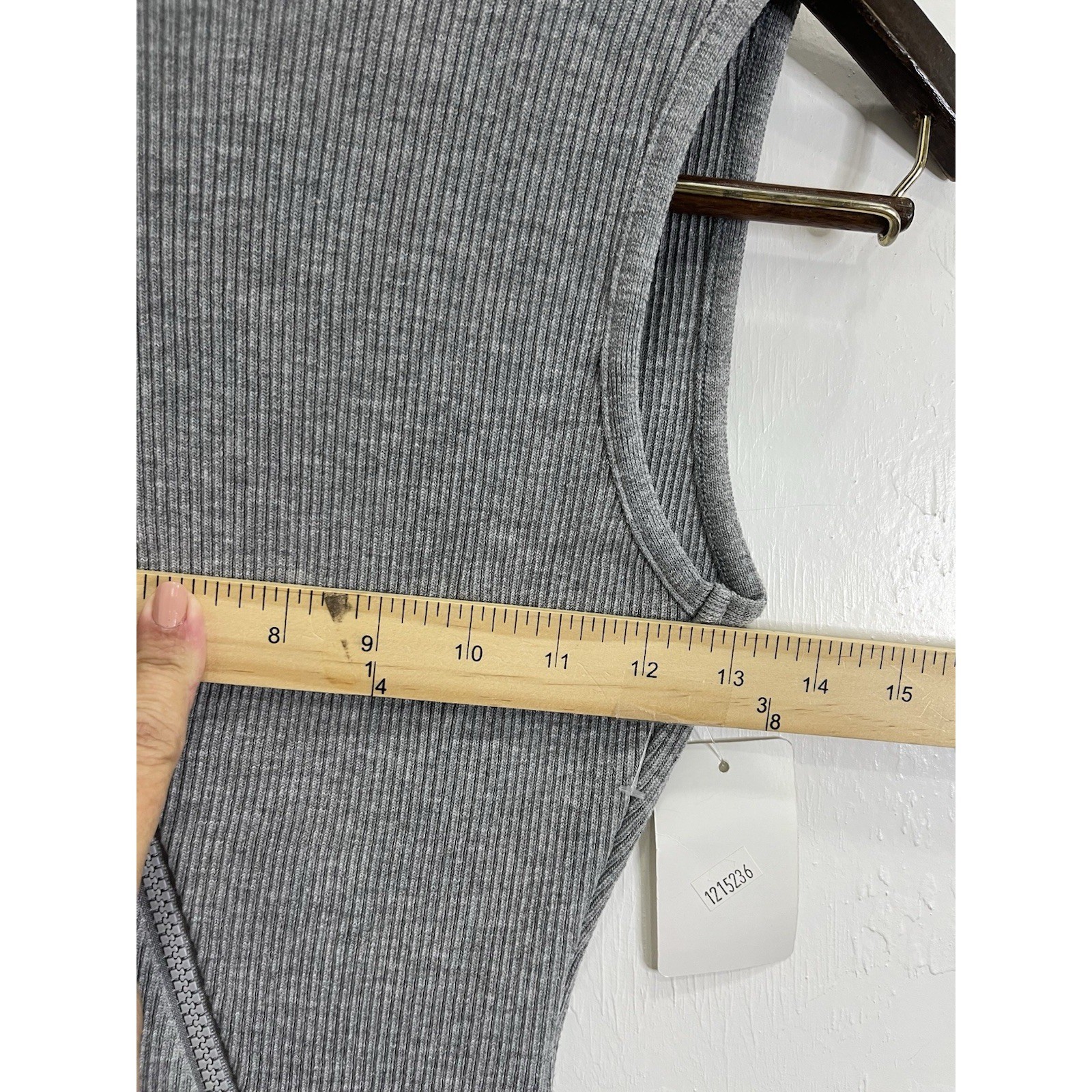 Pretty Knit Bodycon Dress Womens Large Gray New Open Back Ribbed Zip Front