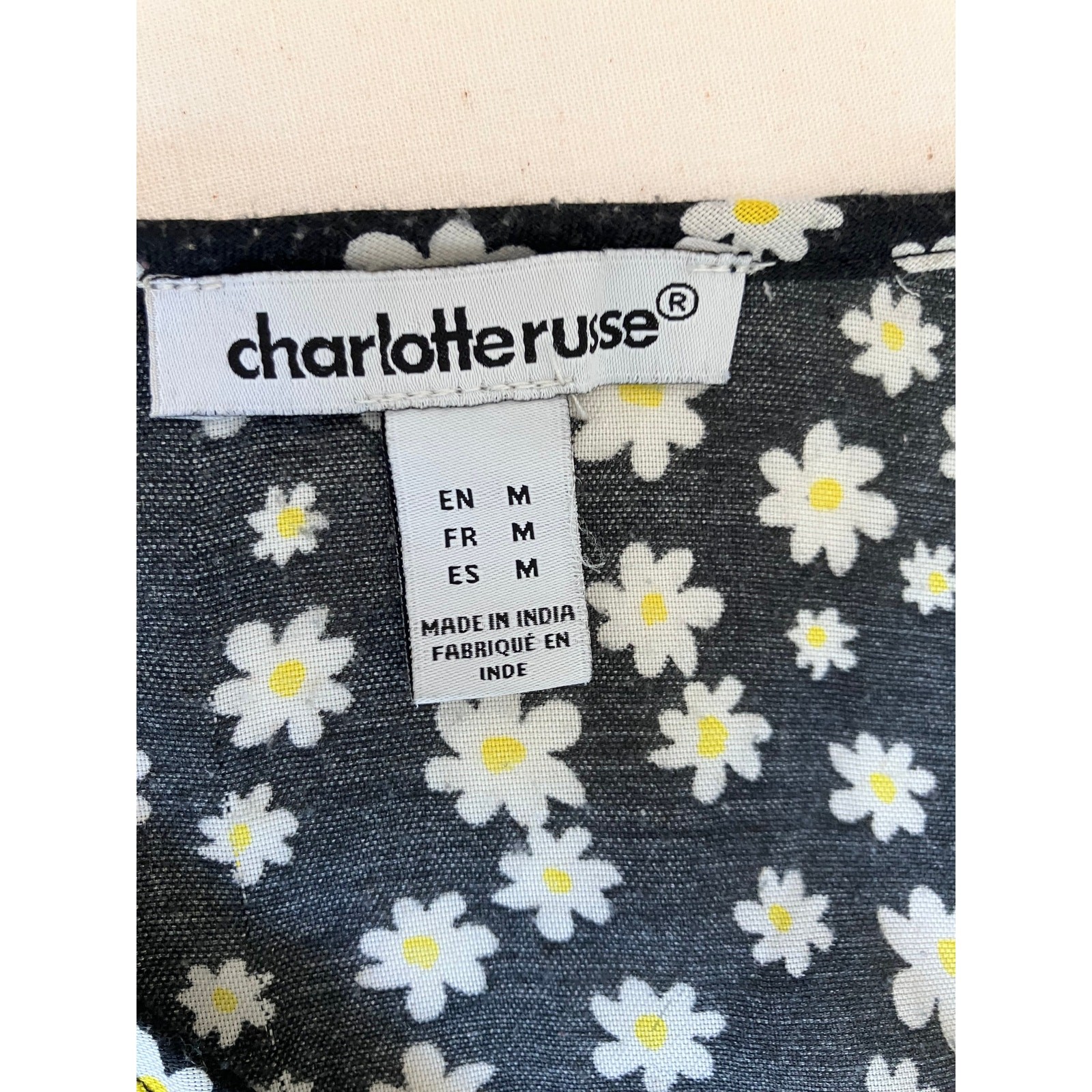Charlotte Russe Black Daisy Dress Ruffle Tiered Midi M Cottagecore 90s Grunge