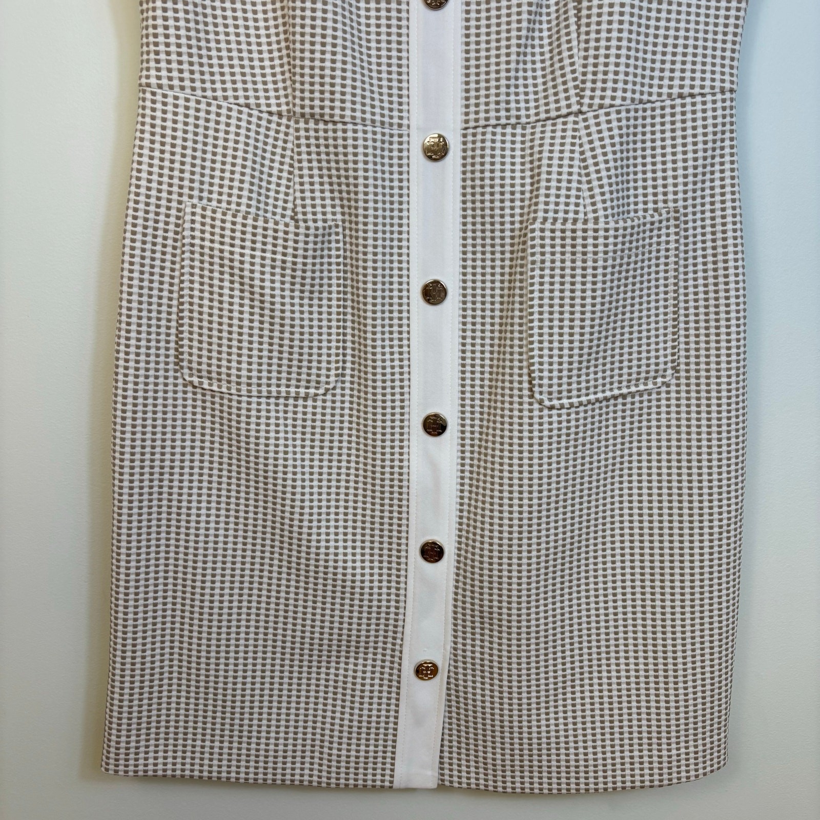 Tommy Hilfiger Faux Button Front Sheath Dress 14 Waffle Knit Office Minimal NWT