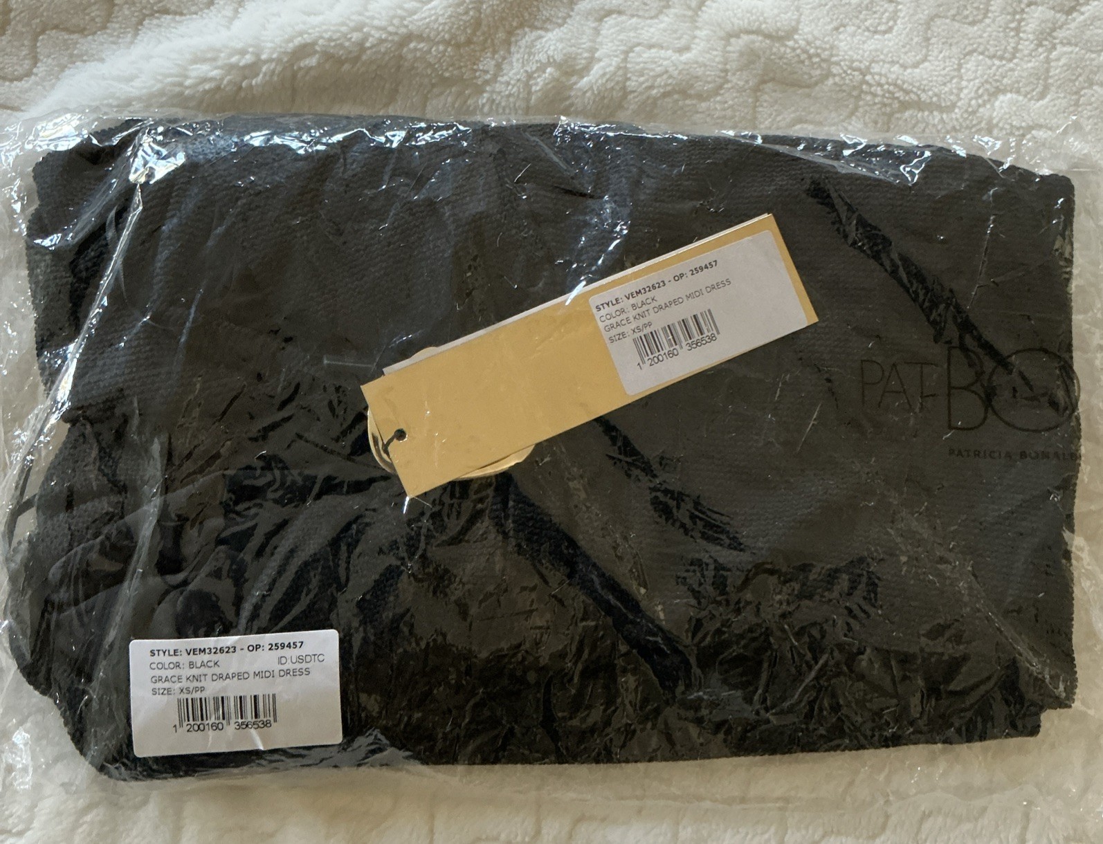 NWT PatBo Black Grace Knit Draped Long Sleeve Midi Dress Size XS