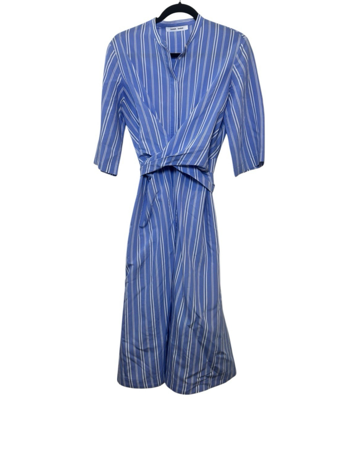 Samsoe Samsoe Silvia Striped Maxi Shirt Dress Bold Blue Size Small Relaxed