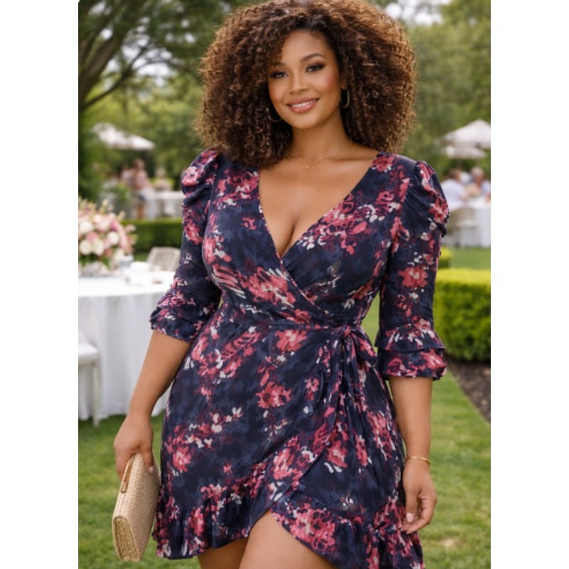 Tanya Taylor Floral Wrap Dress 14 Ruffle Sleeve Dress Kentucky Derby Festival