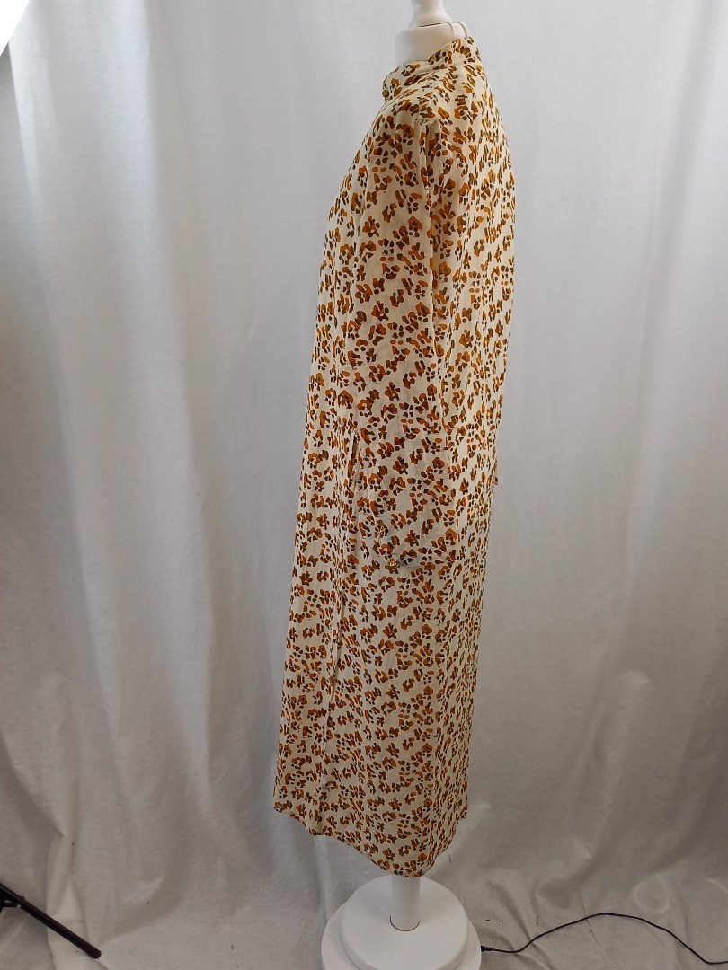 Lisa Corti Maxi Dress Size S Kaftan Animal Print Cotton Button Neck