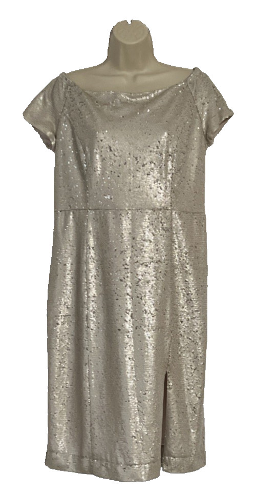 Vintage Dorothy Perkins Sequin Dress Women’s Sz 10 Champagne Lux Classic Elegant
