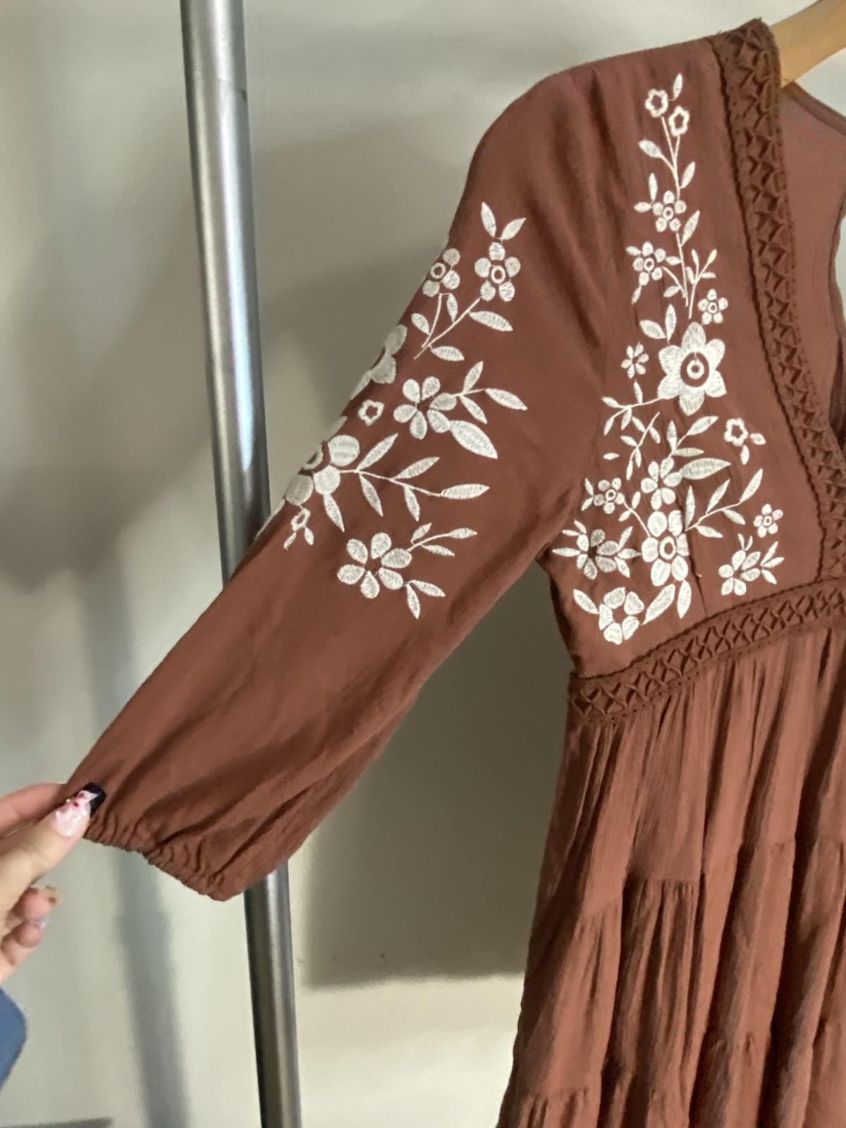 Boho Cottagecore dress, embroidered western inspired mini dress