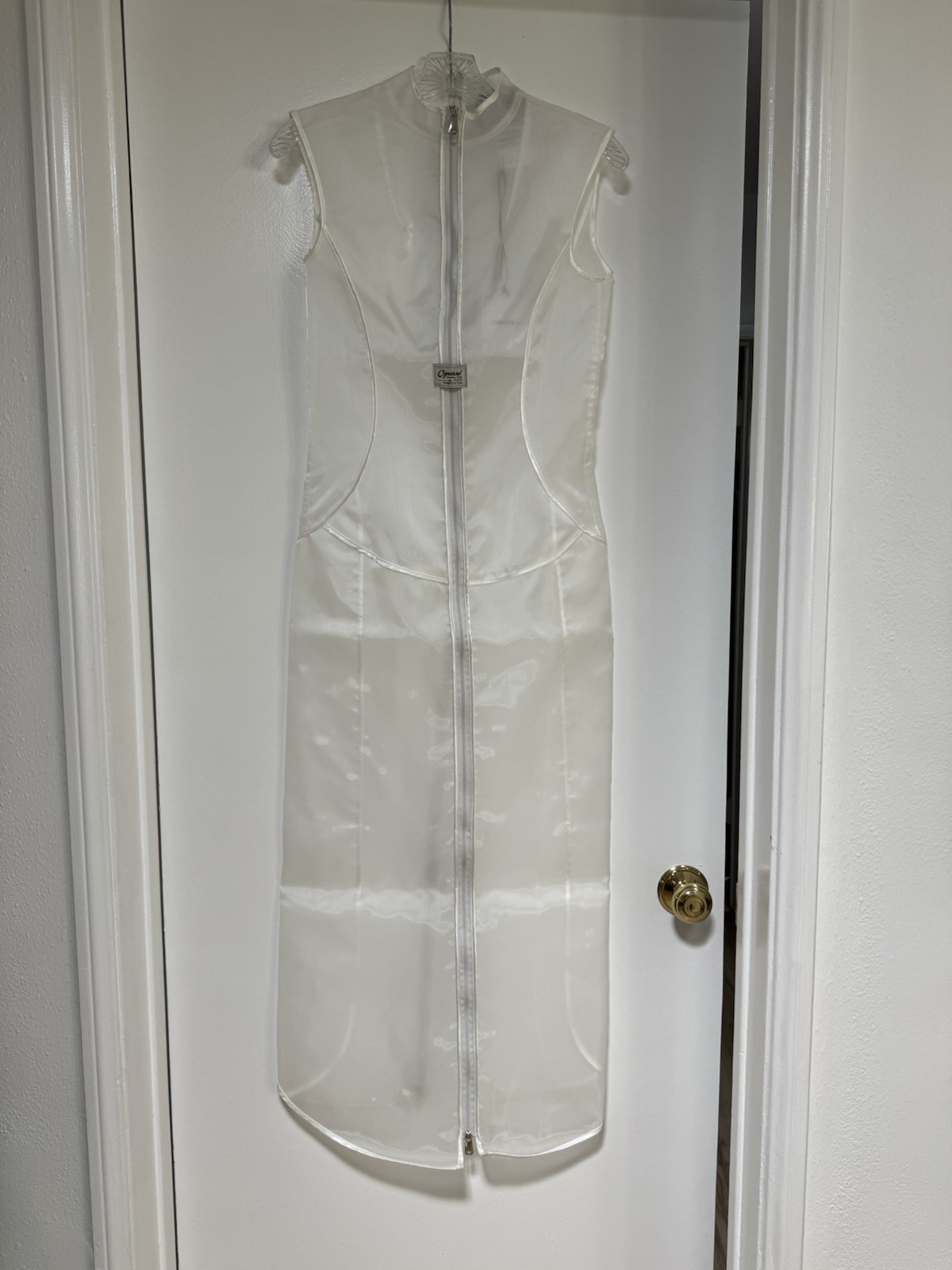 Coperni White Sheer Organza Sleeveless Zip Dress
