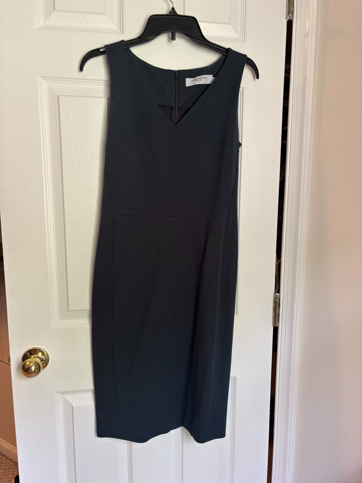 MM.LaFleur Navy Sleeveless Sheath Dress Size 4 Minimalist Career Midi