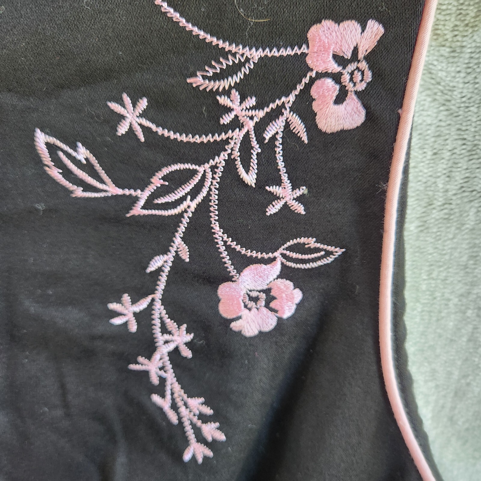 Sag Harbor Embroidered Dress Black & Pink Floral Asian Inspired Retro Sheath 12