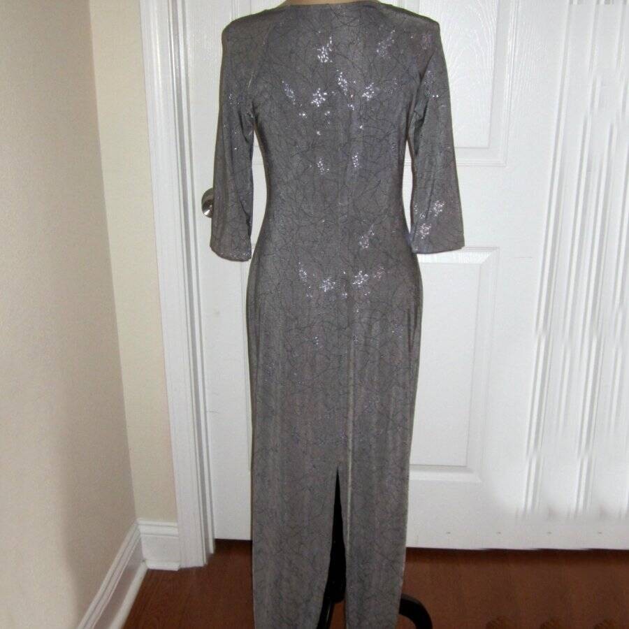 Vintage Metamorphosis Gray/silver Shimmer Formal Gown Medium Stretch 3/4 Sleeve