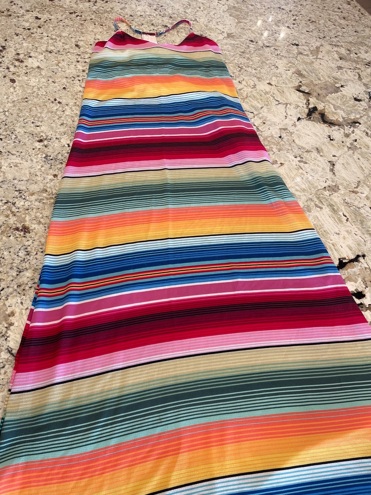 Judith March Maxi Dress Women Multi Stripe Lined Small Beach Summer Vacation