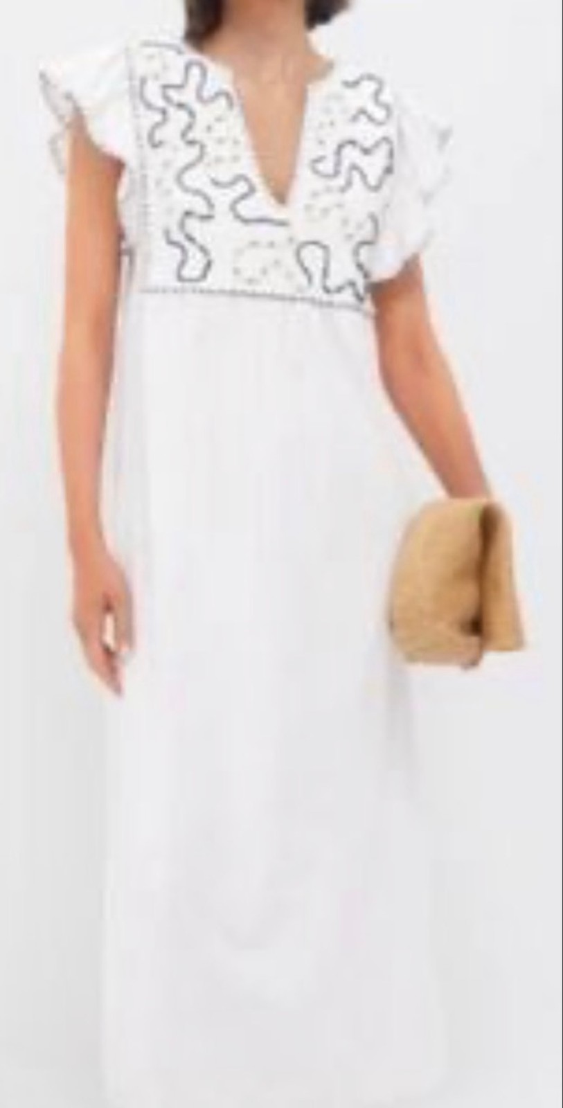 Dress To Off-White Navy Embroidered Midi Dress L